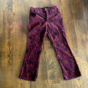 Free People paisley flare cropped corduroy pants 6